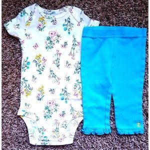 Girl's Size 9 M 6-9 Months Two Pc White Floral NWOT Carter's Top + Blue Pants